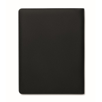 Portafolio de piel sintético con bolsillos y bloc de notas a rayas A4 color negro quinta vista