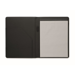 Portafolio de piel sintético con bolsillos y bloc de notas a rayas A4 color negro sexta vista