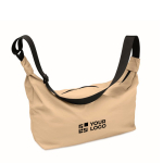 Bolsa bandolera urbana de nylon repelente al agua con correa ajustable color caqui vista de impresión