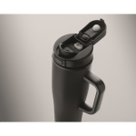 Vaso térmico de acero inox. reciclado antifugas con asa y pajita 900ml color negro vista fotografía cuarta vista