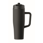 Vaso térmico de acero inox. reciclado antifugas con asa y pajita 900ml color negro septima vista