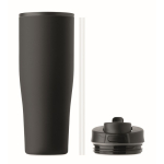 Vaso térmico de acero inox. reciclado antifugas con asa y pajita 900ml color negro octava vista