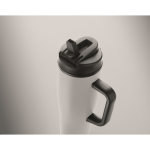 Vaso térmico de acero inox. reciclado antifugas con asa y pajita 900ml color blanco vista fotografía tercera vista