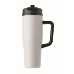 Vaso térmico de acero inox. reciclado antifugas con asa y pajita 900ml color blanco septima vista
