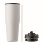 Vaso térmico de acero inox. reciclado antifugas con asa y pajita 900ml color blanco octava vista