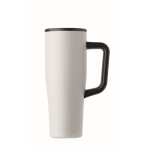 Vaso térmico de acero inox. reciclado antifugas con asa y pajita 900ml color blanco novena vista