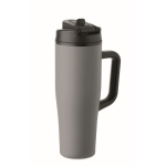 Vaso térmico de acero inox. reciclado antifugas con asa y pajita 900ml color gris segunda vista