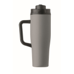 Vaso térmico de acero inox. reciclado antifugas con asa y pajita 900ml color gris sexta vista