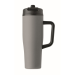 Vaso térmico de acero inox. reciclado antifugas con asa y pajita 900ml color gris septima vista