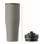 Vaso térmico de acero inox. reciclado antifugas con asa y pajita 900ml color gris octava vista