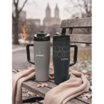 Vaso térmico de acero inox. reciclado antifugas con asa y pajita 900ml color gris vista principal