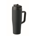 Vaso térmico de acero inox. reciclado antifugas con asa y pajita 900ml color azul marino