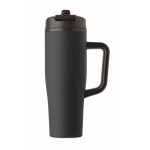 Vaso térmico de acero inox. reciclado antifugas con asa y pajita 900ml color azul marino septima vista
