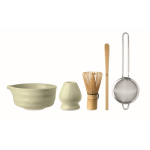 Set de matcha con 5 piezas de cerámica y bambú en caja de regalo color verde menta segunda vista