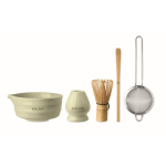 Set de matcha con 5 piezas de cerámica y bambú en caja de regalo color verde menta vista principal segunda vista