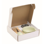 Set de matcha con 5 piezas de cerámica y bambú en caja de regalo color verde menta sexta vista