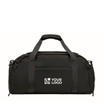 Bolsa de nylon deportiva con cinta para trolley y bandolera 20L color negro vista de impresión