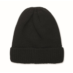 Gorro de poliéster con forro polar unisex con dobladillo y talla única color negro segunda vista