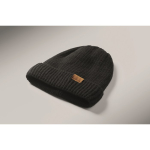 Gorro de poliéster con forro polar unisex con dobladillo y talla única color negro vista fotografía tercera vista