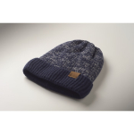 Gorro de poliéster con forro polar unisex con dobladillo y talla única color azul vista fotografía tercera vista