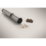 Molinillo manual de acero inox. y acrílico para sal o pimienta a presión color plateado mate vista fotografía septima vista
