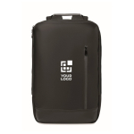 Mochila para portátil con detalles en PU y cinta para trolley 15'' color negro vista de impresión