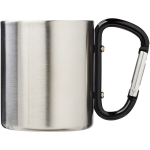 Taza aislante doble pared con mosquetón integrado 200ml color negro segunda vista frontal