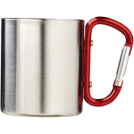 Taza aislante doble pared con mosquetón integrado 200ml color rojo segunda vista frontal