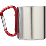 Taza aislante doble pared con mosquetón integrado 200ml color rojo segunda vista trasera