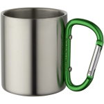 Taza aislante doble pared con mosquetón integrado 200ml color verde