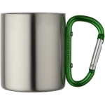Taza aislante doble pared con mosquetón integrado 200ml color verde segunda vista lateral