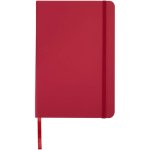 Libreta con cierre elástico y cinta del mismo color A5 hojas a puntos color rojo segunda vista frontal