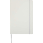 Libreta con cierre elástico y cinta del mismo color A5 hojas a puntos color blanco segunda vista frontal