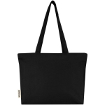 Bolsa tote de algodón con cremallera y asas largas 320 g/m2 color negro segunda vista trasera