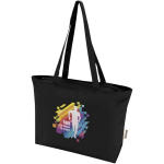Bolsa tote de algodón con cremallera y asas largas 320 g/m2 color negro