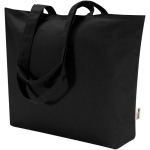 Bolsa tote de algodón con cremallera y asas largas 320 g/m2 color negro segunda vista