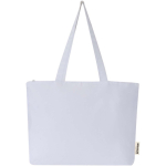 Bolsa tote de algodón con cremallera y asas largas 320 g/m2 color blanco segunda vista frontal
