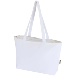 Bolsa tote de algodón con cremallera y asas largas 320 g/m2 color blanco