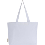 Bolsa tote de algodón con cremallera y asas largas 320 g/m2 color blanco segunda vista trasera