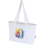 Bolsa tote de algodón con cremallera y asas largas 320 g/m2 color blanco