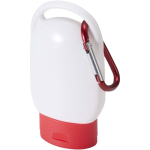 Crema solar FPS30 con mosquetón integrado y aroma a vainilla 30ml color rojo
