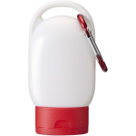 Crema solar FPS30 con mosquetón integrado y aroma a vainilla 30ml color rojo tercera vista frontal
