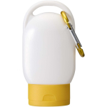Crema solar FPS30 con mosquetón integrado y aroma a vainilla 30ml color amarillo tercera vista frontal