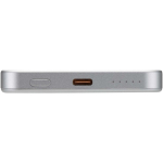 Power bank magnética compacta que carga sin cables 5.000 mAh color plateado vista detalle 1