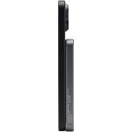 Power bank magnética compacta que carga sin cables 5.000 mAh color plateado brillante vista lateral