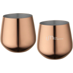 Juego de dos tazas en acero inoxidable con acabado en oro rosa 540ml color rosa vista impresa logo 2