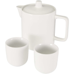 Tetera con dos tazas de cerámica para servicio de té 600ml color blanco segunda vista