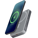 Cargador portátil magnético en aluminio reciclado 10.000 mAh color plateado brillante