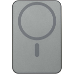 Cargador portátil magnético en aluminio reciclado 10.000 mAh color plateado brillante segunda vista trasera