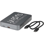 Cargador portátil magnético en aluminio reciclado 10.000 mAh color plateado brillante vista impresa logo 2